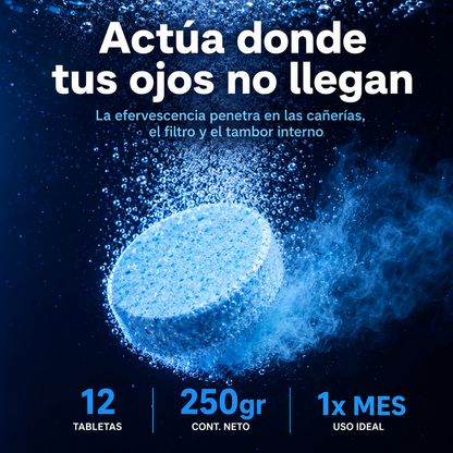 Pastillas Limpia Lavarropas en Forma de Tabletas - Desodoriza y Antibacterial
