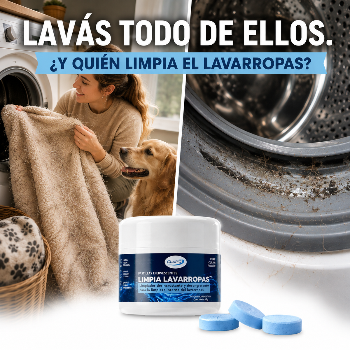 Pastillas CLARIO™ — Limpieza Profunda contra Pelos, Residuos y Malos Olores