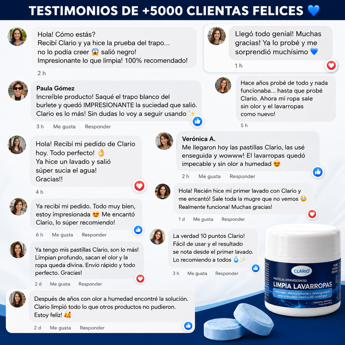 Pastillas CLARIO™ — Limpieza Profunda contra Pelos, Residuos y Malos Olores