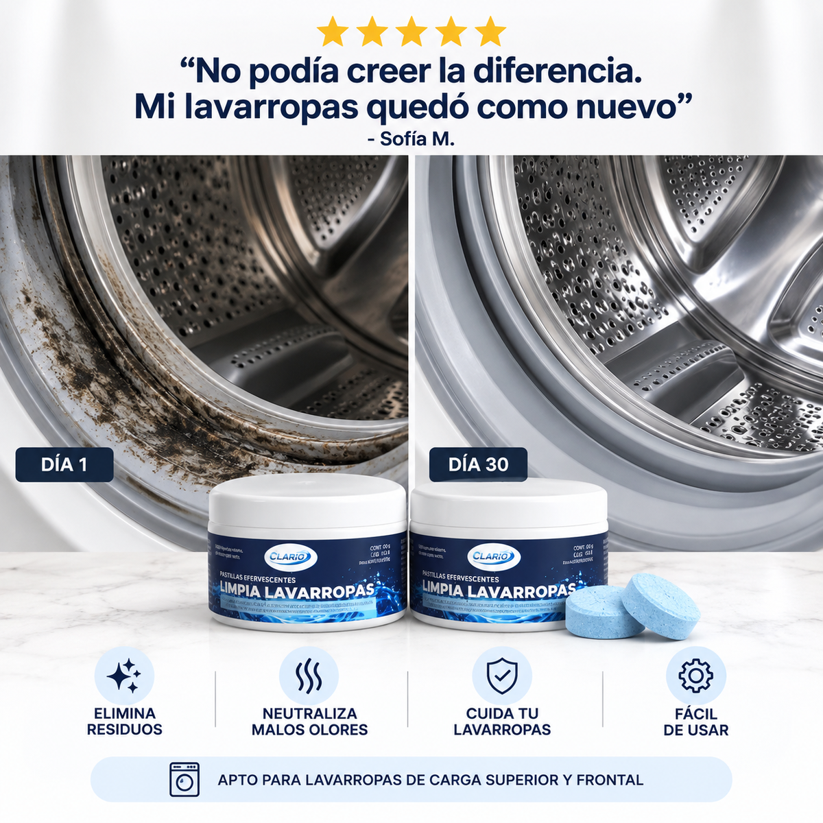 Pastillas CLARIO™ — Limpieza Profunda contra Pelos, Residuos y Malos Olores